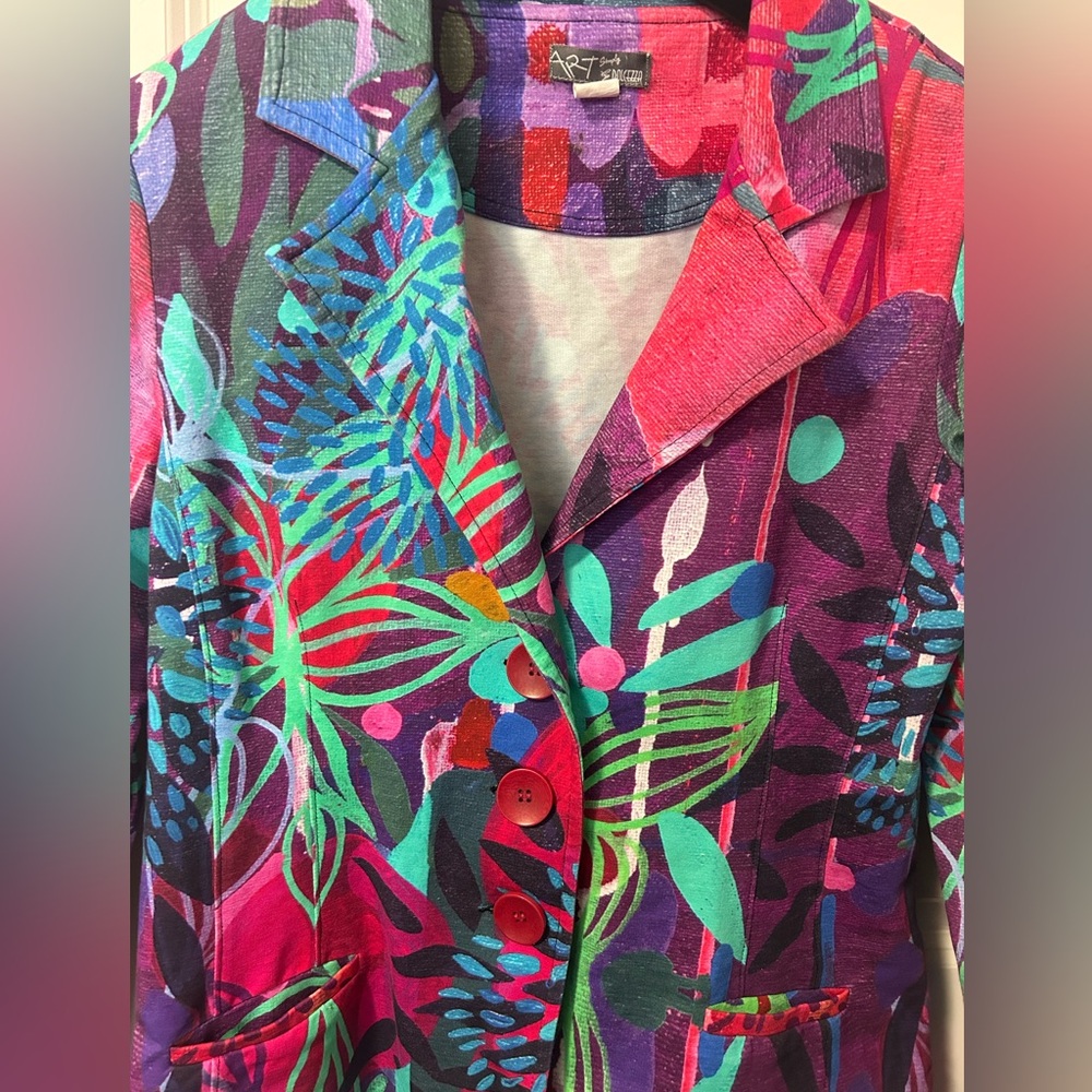 Colorful Floral Print Blazer - Women’s Bright Multi Blazer - Picture 5 of 5